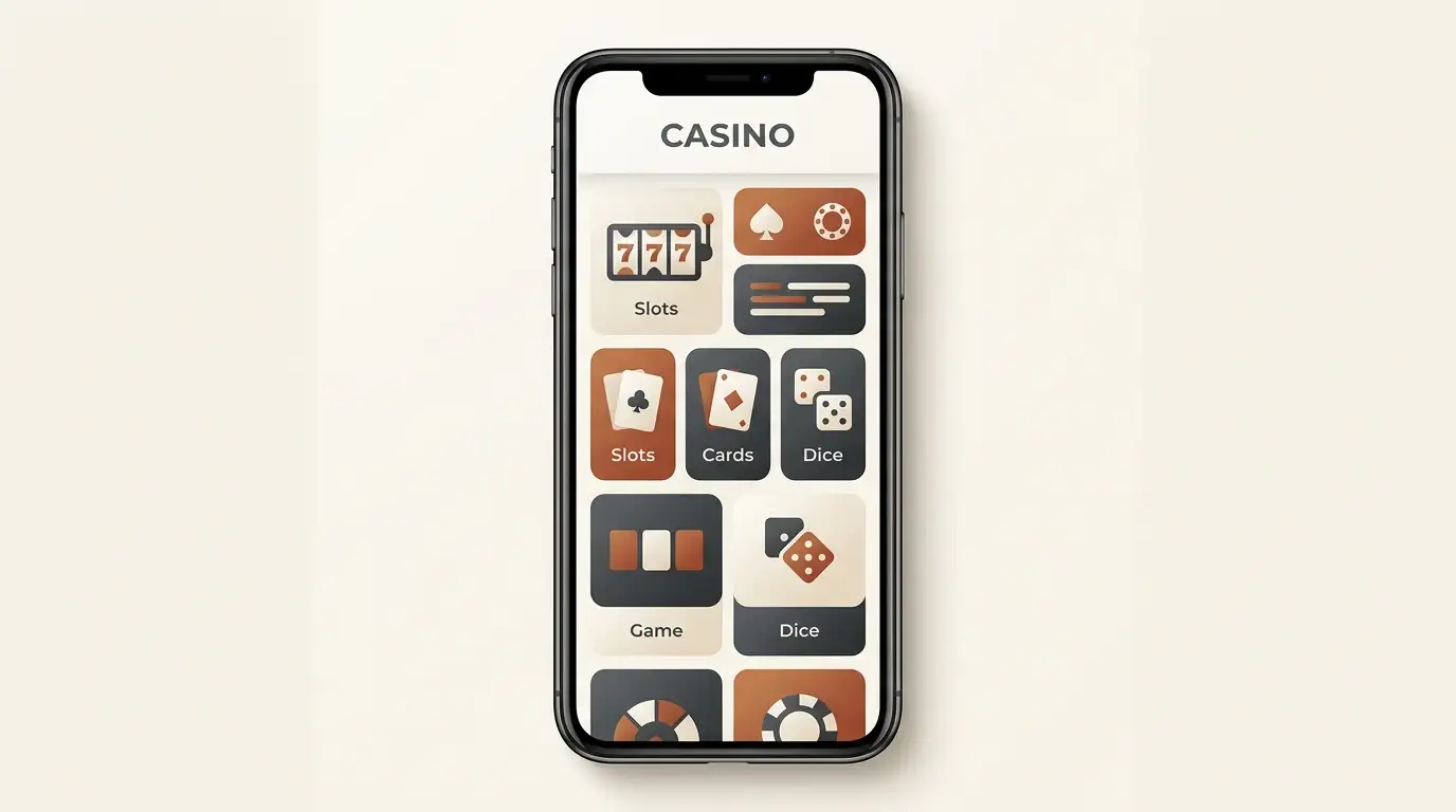 Illustration of a responsive casino interface in a smartphone browser